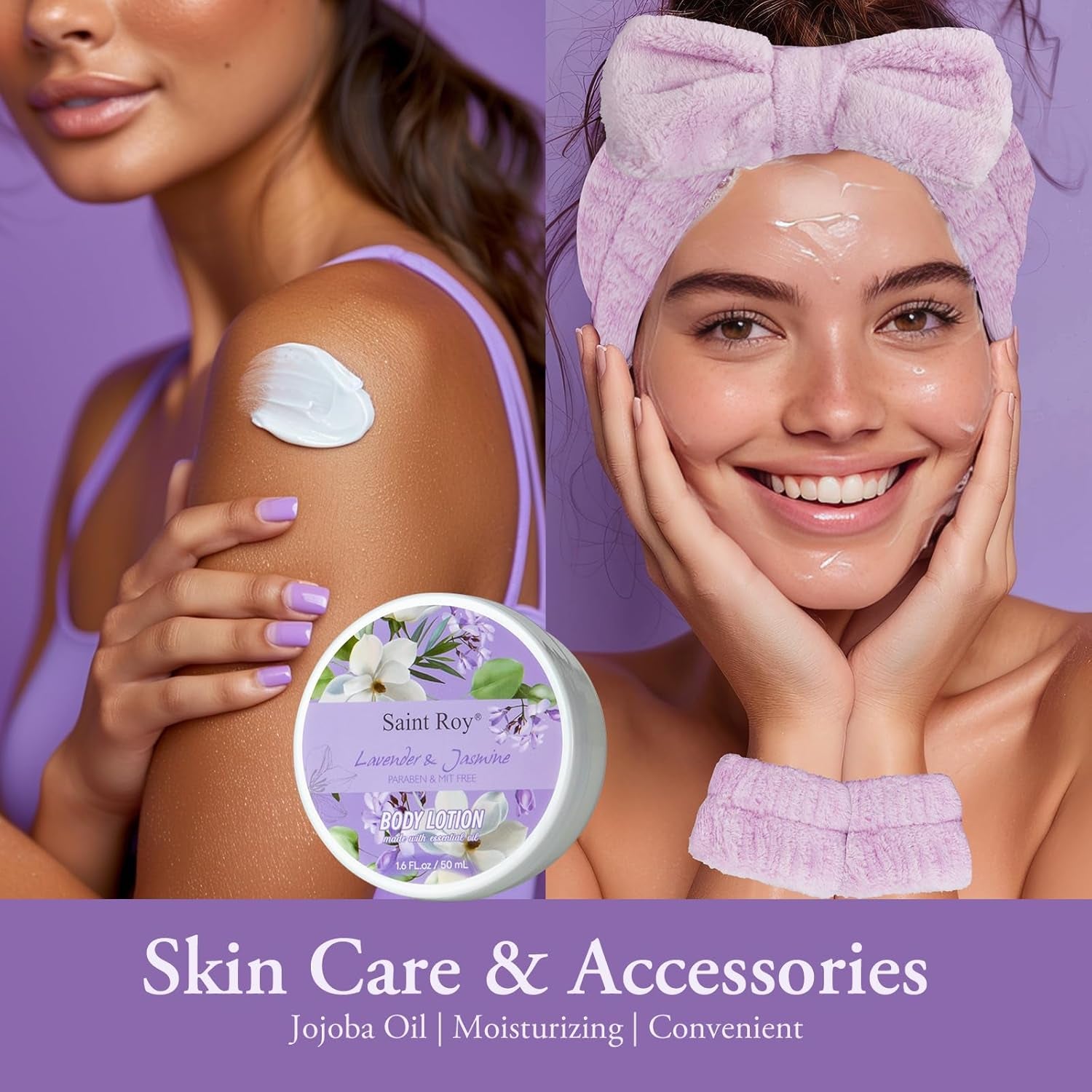 Home Spa Gift Basket for Women, Lavender Jasmine Bath & Body Care Kit | Bath and Body Gift Baskets, Self Care Birthday Gift for Women, Spa Gifts for Birthday, Christmas