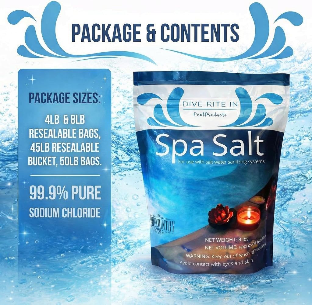 Hot Tub Salt and Spa Salt 8 Lb Bag – Freshwater Spa Salt for Salt for Pool Systems, Spa Salts Hot Tub Use, Pure Sodium Chloride for Salt Chlorine Generators and Saltwater Care