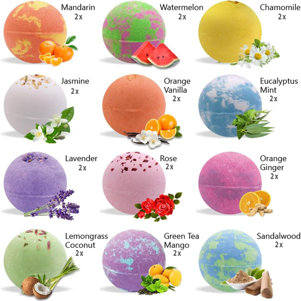 Bath Bombs for Women Gift Set, 24 Natural & Organic Bath Bombs for Girls | Bathbombs W/Essential Oils & Moisturizing Shea Butter, Spa Birthday Gift, Selfcare Gifts, Women, Teen Girls, Bridesmaid Gift