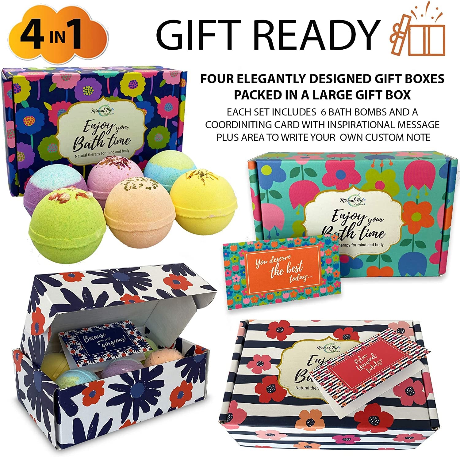Bath Bombs for Women Gift Set, 24 Natural & Organic Bath Bombs for Girls | Bathbombs W/Essential Oils & Moisturizing Shea Butter, Spa Birthday Gift, Selfcare Gifts, Women, Teen Girls, Bridesmaid Gift