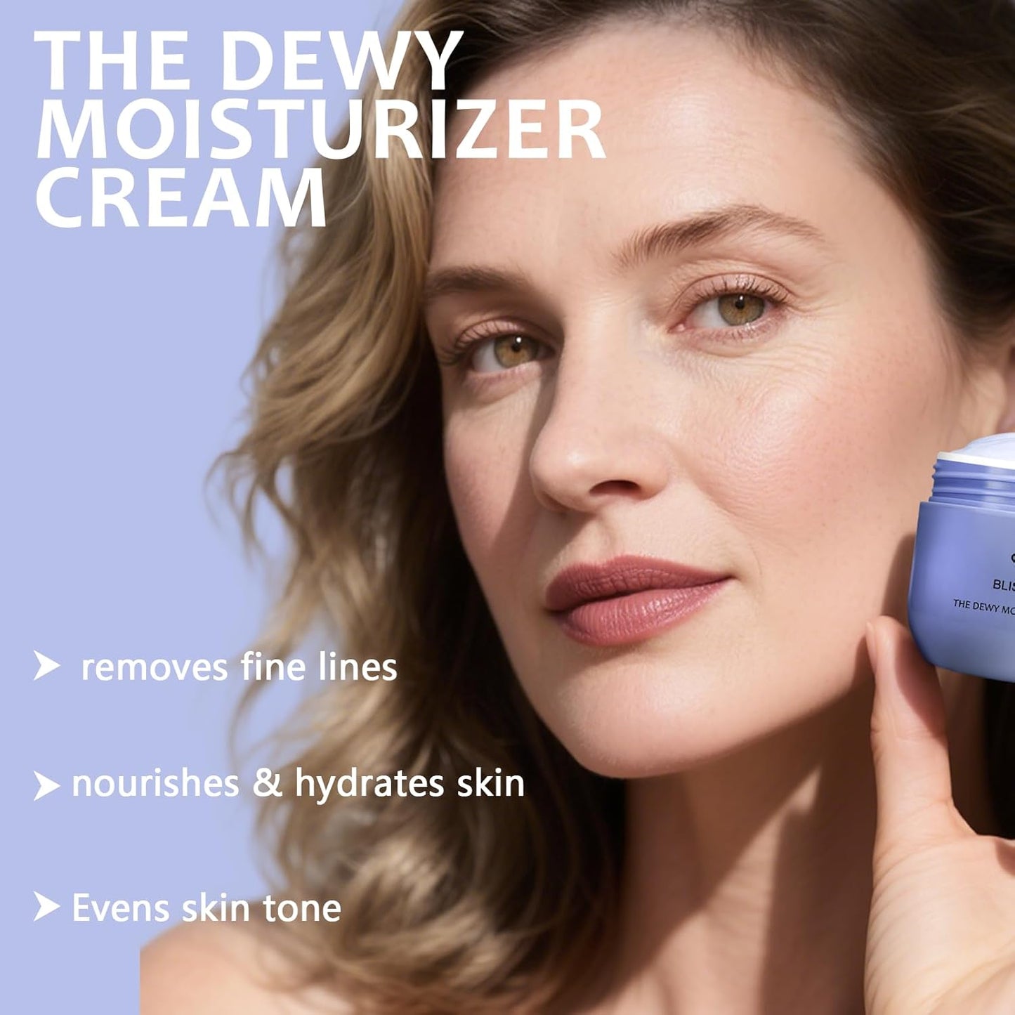 Dewy Skin Cream - Deep Hydrating Face Moisturizer with Hyaluronic Acid - Lightweight Glowing Facial Cream for Dry & Sensitive Skin - Perfect Makeup Primer for Glass Skin Finish - 1.7 Oz
