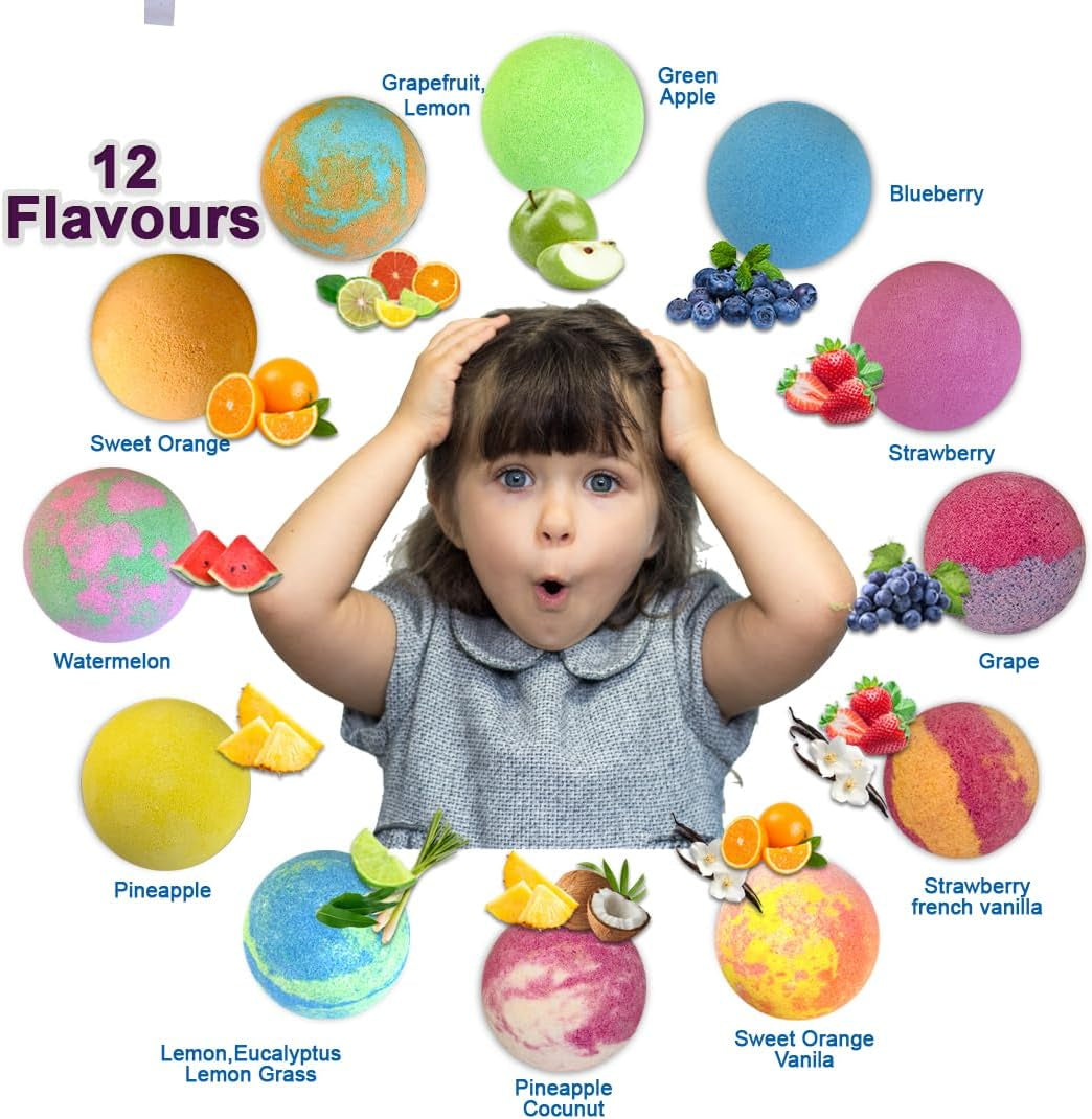 Bath Bombs for Kids with Surprise Inside, 12 Bubble Bath Fizzies with Toys | Bath Fizzies with Jungle Animal Toys, Moisturizing, Gentle & Kids Safe, Rainbow Spa Bath Fizz, Birthday Gifts for Boys Girls