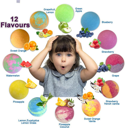 Bath Bombs for Kids with Surprise Inside, 12 Bubble Bath Fizzies with Toys | Bath Fizzies with Jungle Animal Toys, Moisturizing, Gentle & Kids Safe, Rainbow Spa Bath Fizz, Birthday Gifts for Boys Girls
