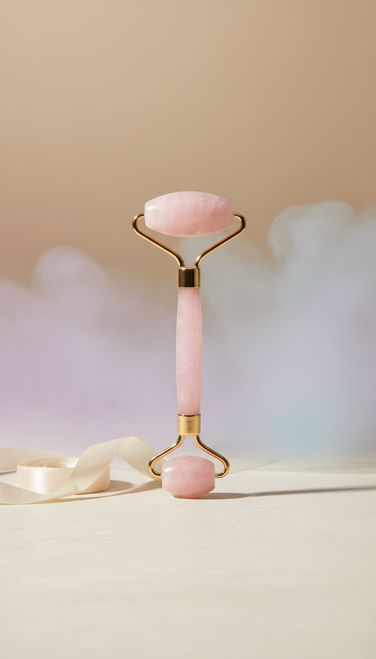 Rose Quartz Facial Roller — Depuff, Lift & Glow