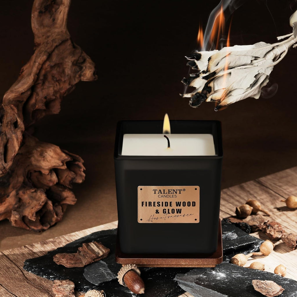 Scented Soy Candles, Deluxe Noble Aromatherapy Candles, Fireside Wood & Glow, Candles for Home Scented, 7.05Oz, TCGG8179