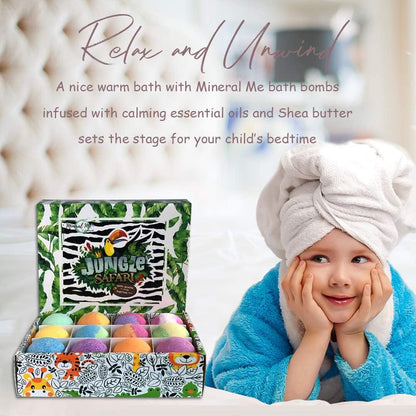 Bath Bombs for Kids with Surprise Inside, 12 Bubble Bath Fizzies with Toys | Bath Fizzies with Jungle Animal Toys, Moisturizing, Gentle & Kids Safe, Rainbow Spa Bath Fizz, Birthday Gifts for Boys Girls