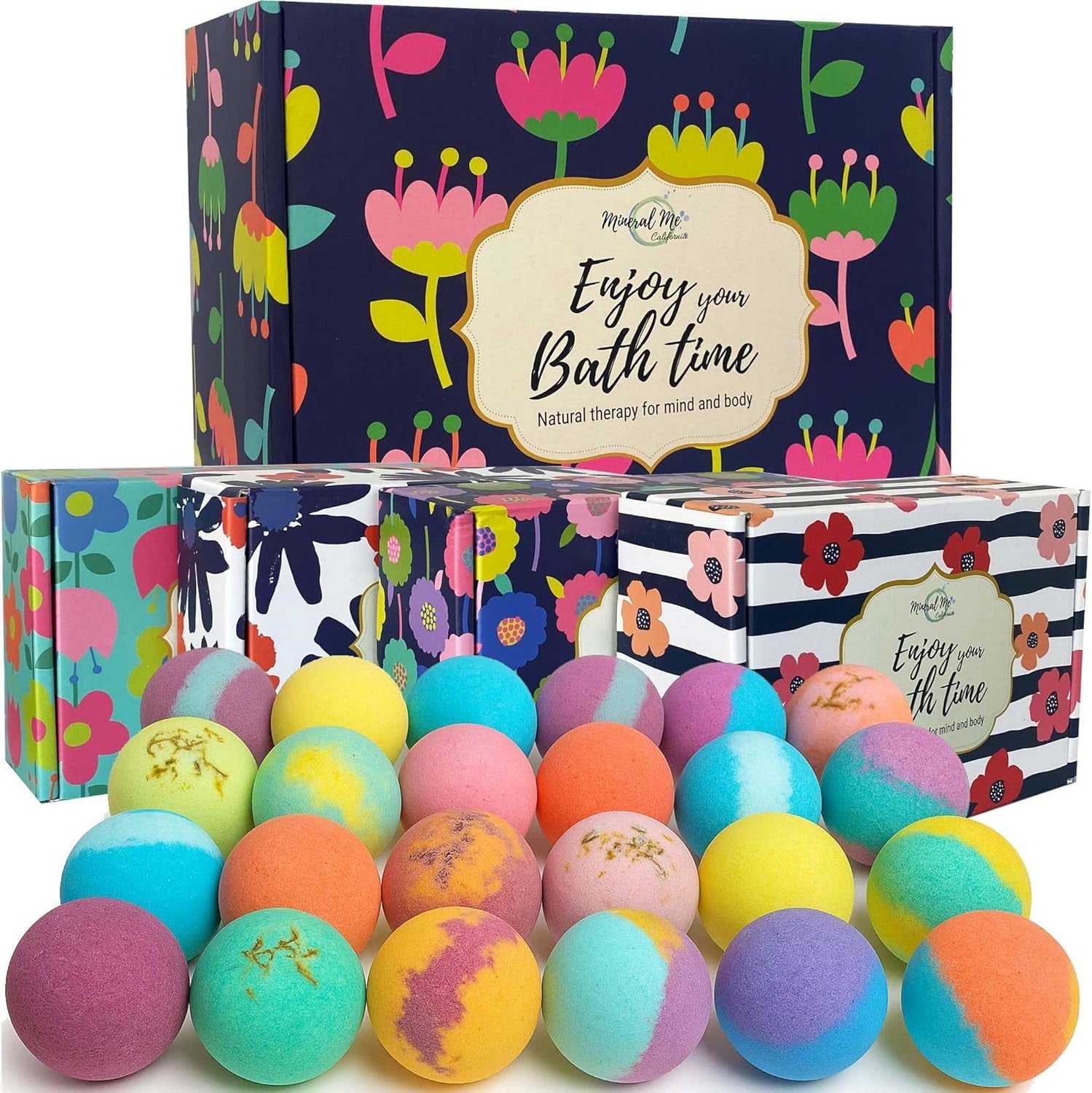 Bath Bombs for Women Gift Set, 24 Natural & Organic Bath Bombs for Girls | Bathbombs W/Essential Oils & Moisturizing Shea Butter, Spa Birthday Gift, Selfcare Gifts, Women, Teen Girls, Bridesmaid Gift