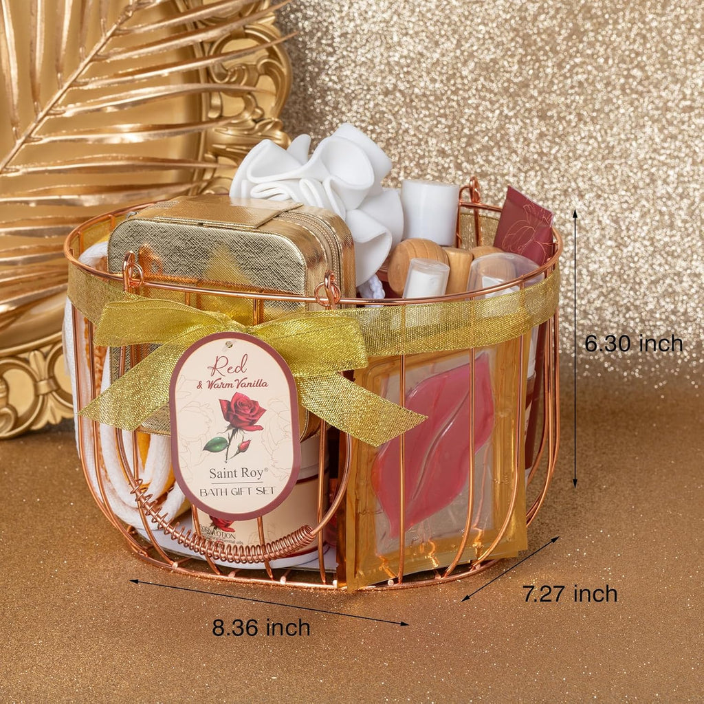 Vanilla Rose Beauty Skin Care Kit, 23Pcs Spa Bath and Body Gift for Women | Bath Spa Basket Gift, Facial Care Set, Spa Kit, Spa Gifts, Home Spa Self Care with Necklace, Christmas, Anniversary, Birthday