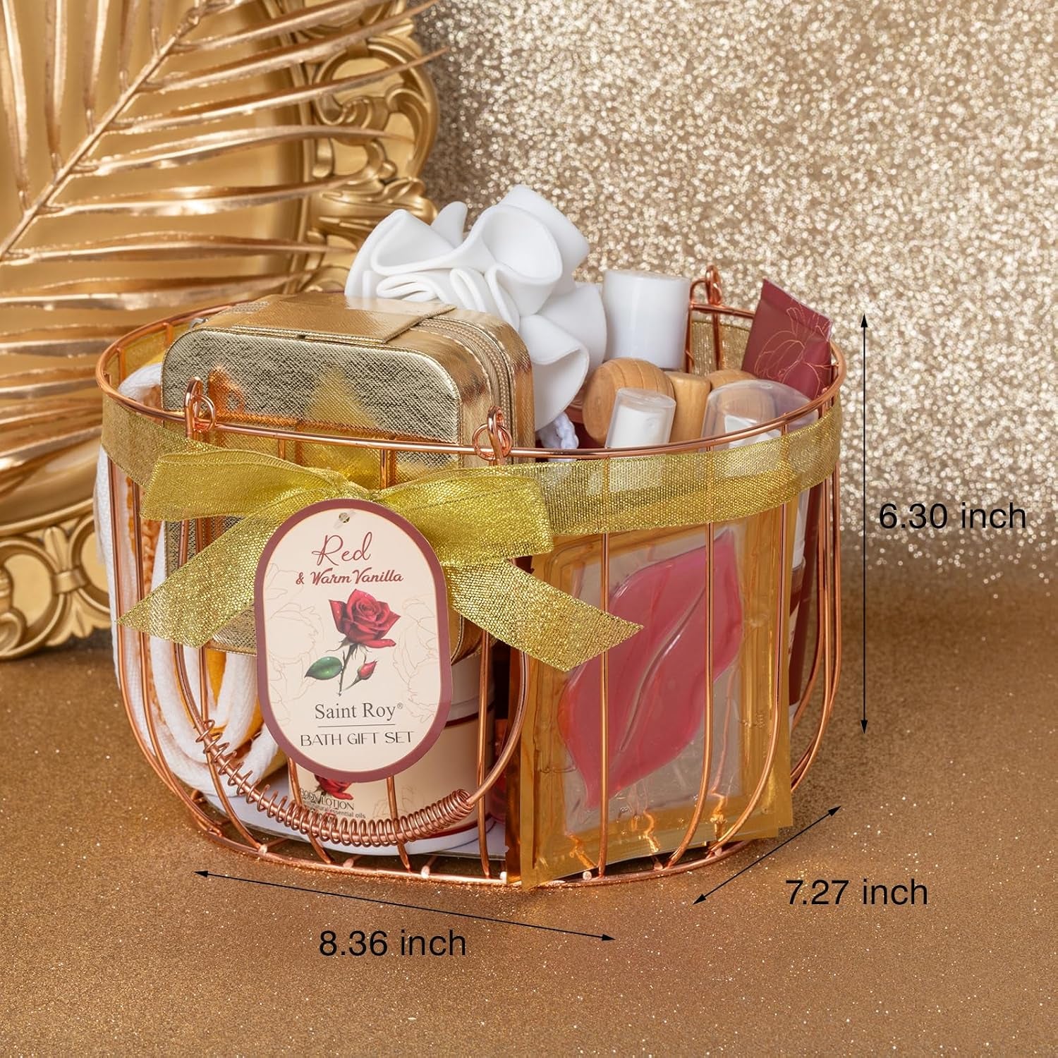Vanilla Rose Beauty Skin Care Kit, 23Pcs Spa Bath and Body Gift for Women | Bath Spa Basket Gift, Facial Care Set, Spa Kit, Spa Gifts, Home Spa Self Care with Necklace, Christmas, Anniversary, Birthday